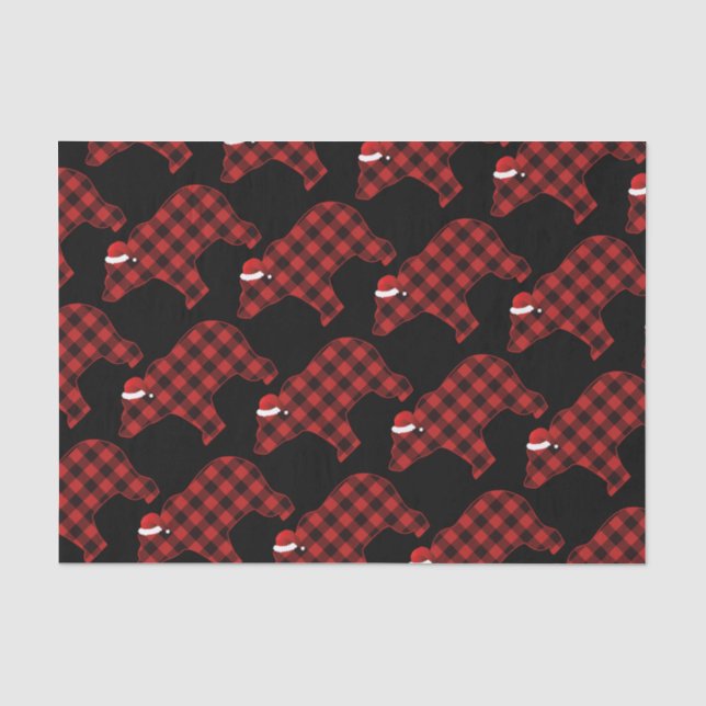 Lovely Bear Silhouette Christmas Holiday Pattern Tissue Paper (Front)