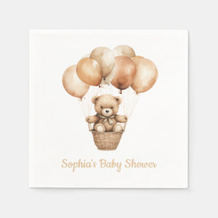 Lovely Bear with Balloons Baby Shower Paper Napkin