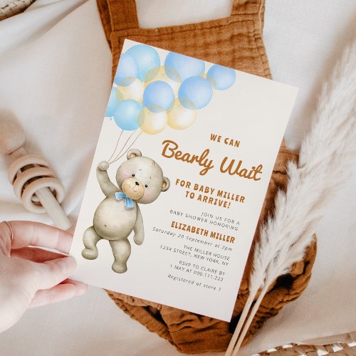 lovely bearly wait baby shower invitation