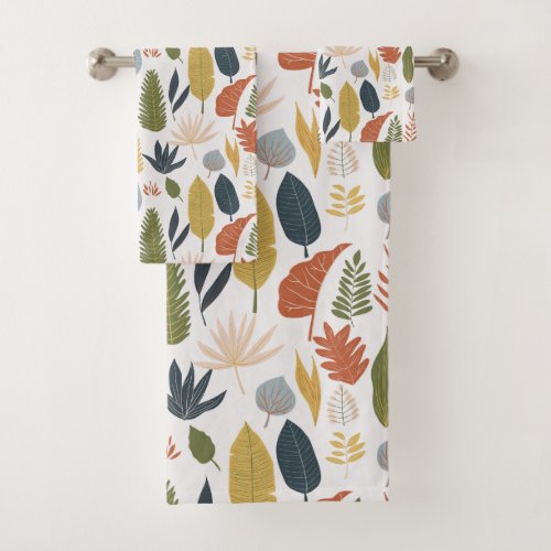 Lovely beautiful Modern retro Pretty leaf Fall  Bath Towel Set
