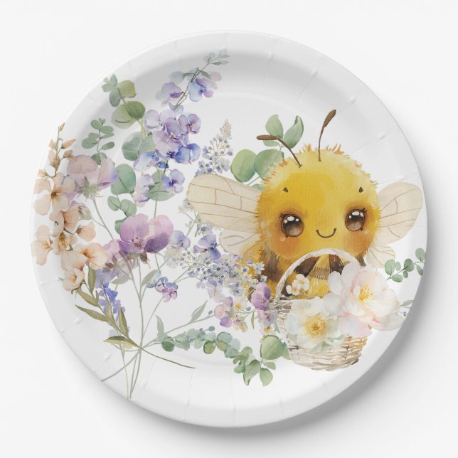 Lovely Bee 9'' Paper Plates (Front)
