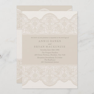 Lovely Beige Lace Wedding Invitations