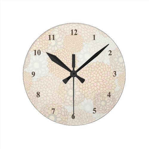 Lovely Beige Rustic Floral Round Clock