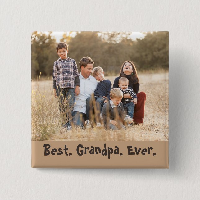 Lovely Best Grandpa Ever Family Photo Button (Front)