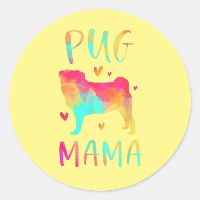 Lovely Best Pug Mom Ever Classic Round Sticker (Front)