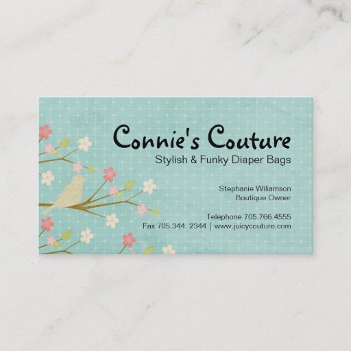 Customizable Lovely Bird and Floral Business Card