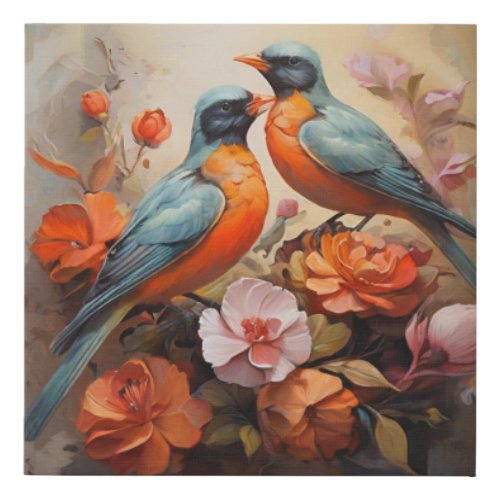 Lovely Birds Faux Canvas Print