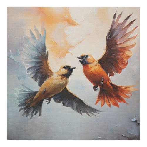 Lovely Birds Faux Canvas Print