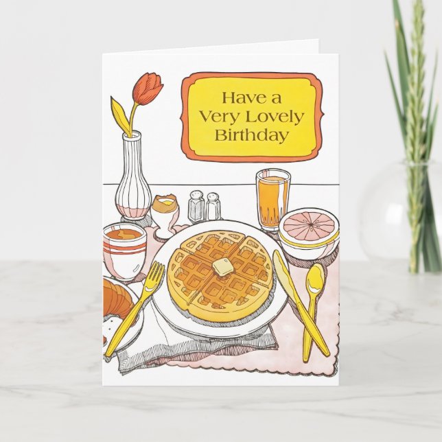 Lovely Birthday Breakfast Letterpress Card (Front)
