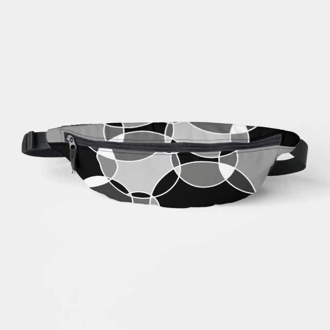 Lovely Black and White Intersected Circles Fanny Pack (Front)