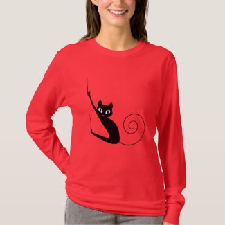 Lovely black cat silhouette Womens Shirts