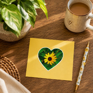 Lovely Black Eyed Susan Sunflower Heart Sticker