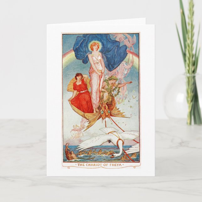Lovely Blank Chariot of Freya Rainbow Goddess Card (Front)