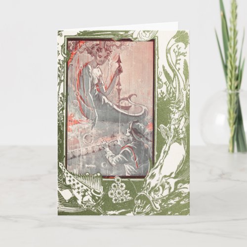 Lovely Blank Vintage Mermaid  Siren  Sailor Card