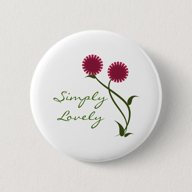 Lovely Blooms Button, Fuchsia Pinback Button (Front)
