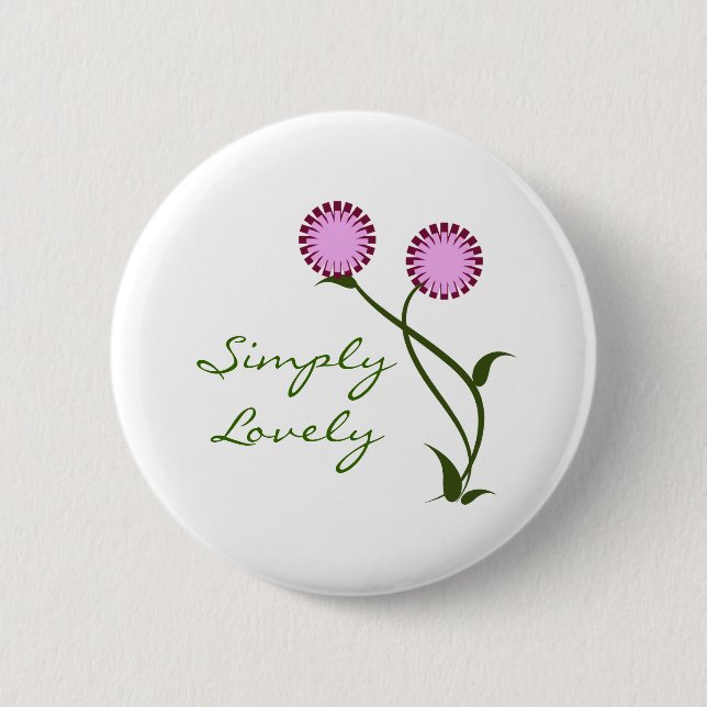 Lovely Blooms Button, Lavender Pinback Button (Front)