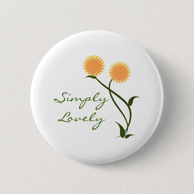 Lovely Blooms Button, Orange Pinback Button (Front)