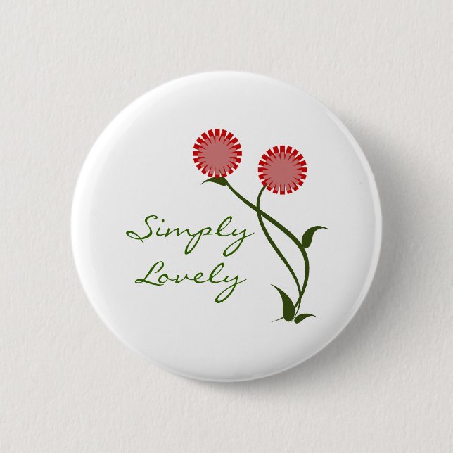 Lovely Blooms Button, Red Pinback Button (Front)