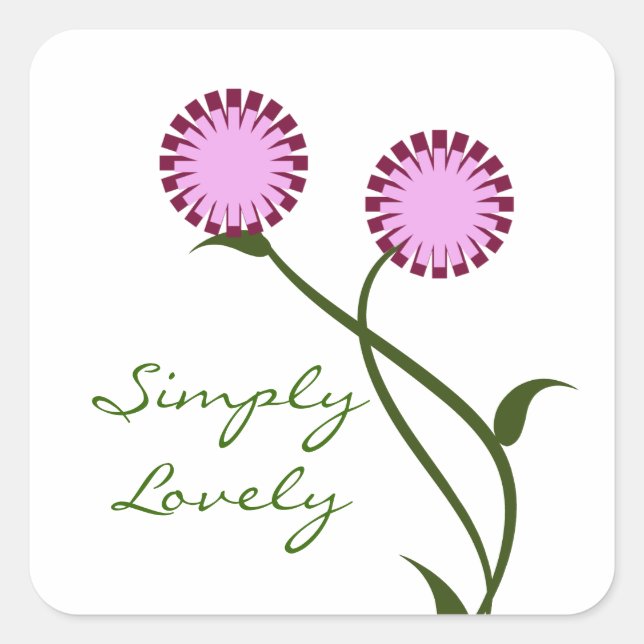 Lovely Blooms Square Stickers, Lavender Sticker (Front)