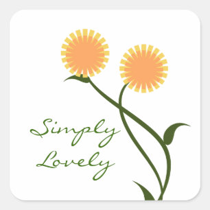 Lovely Blooms Square Stickers, Orange Sticker