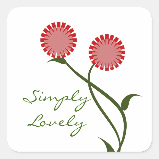 Lovely Blooms Square Stickers, Red Sticker (Front)