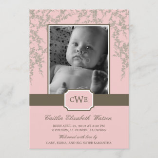 Lovely Blossoms Baby Birth Announcement (Pink)