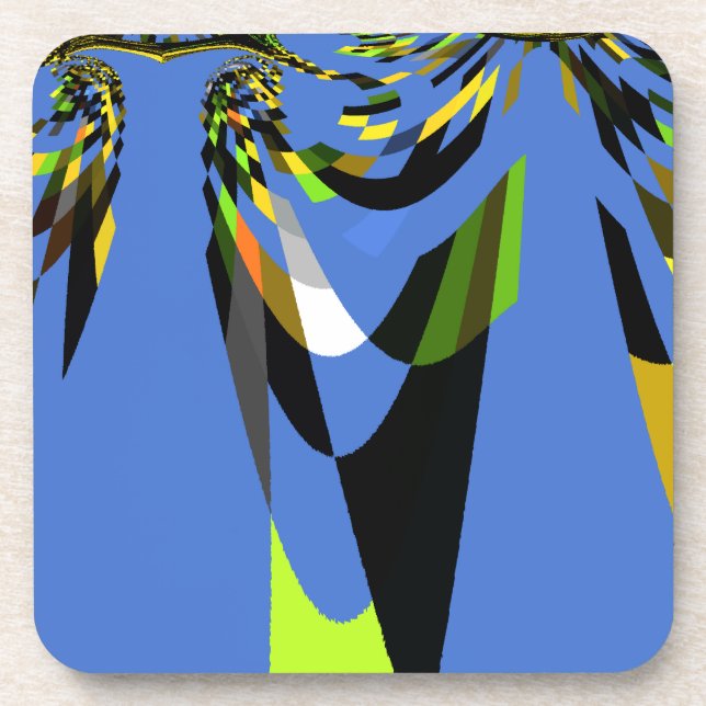 Lovely Blue African Tribal Motif Pattern Art Print Beverage Coaster (Front)