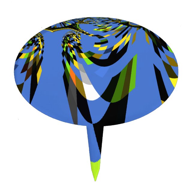 Lovely Blue African Tribal Motif Pattern Art Print Cake Topper (Front)