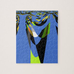 Lovely Blue African Tribal Motif Pattern Art Print Jigsaw Puzzle