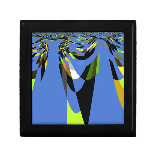 Lovely Blue African Tribal Motif Pattern Art Print Keepsake Box (Front)