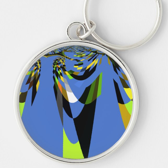 Lovely Blue African Tribal Motif Pattern Art Print Keychain (Front)