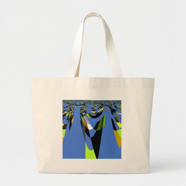 Lovely Blue African Tribal Motif Pattern Art Print Large Tote Bag (Front)