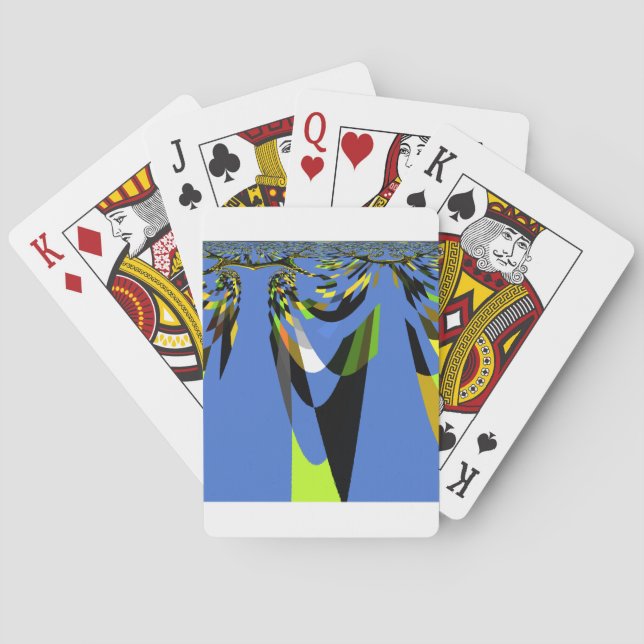 Lovely Blue African Tribal Motif Pattern Art Print Poker Cards (Back)