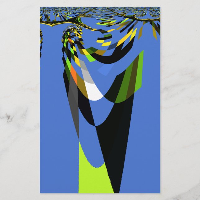 Lovely Blue African Tribal Motif Pattern Art Print Stationery (Front)