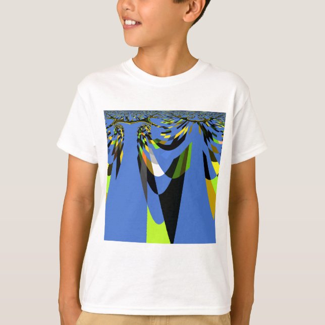 Lovely Blue African Tribal Motif Pattern Art Print T-Shirt (Front)