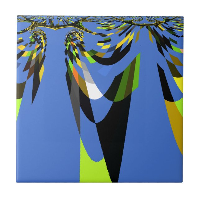 Lovely Blue African Tribal Motif Pattern Art Print Tile (Front)