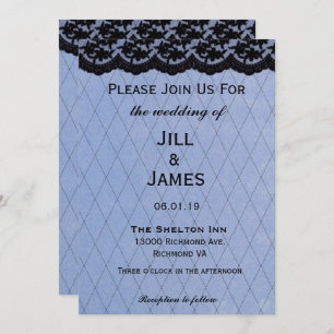 Lovely Blue and Black Lace Wedding Invitation