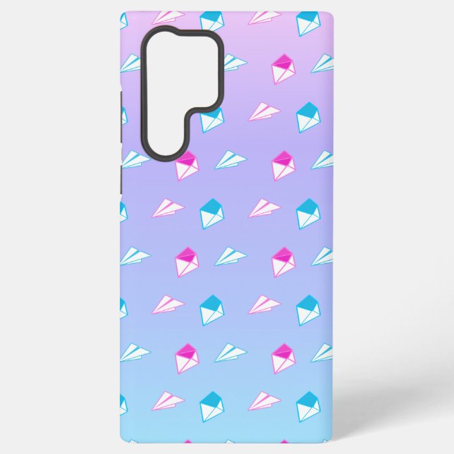 Lovely Blue and Pink Paper Plane Letter and Envelo Samsung Galaxy Case (Back)