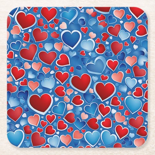 Lovely blue and red Hearts Paper Coaster