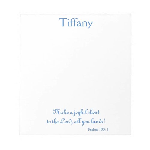 Lovely blue and white scripture notepad