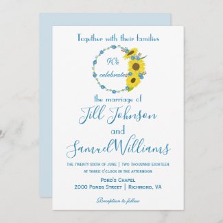 Lovely blue and white sunflower floral wedding