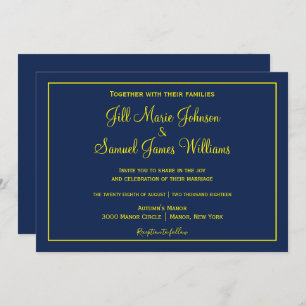 Lovely Blue and Yellow Wedding Invitation