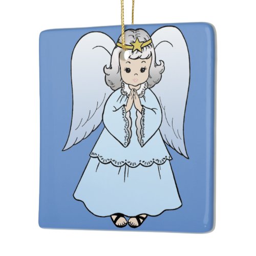 Lovely Blue Angel Ceramic Ornament
