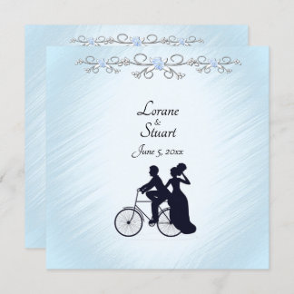 Lovely Blue Bicycle Theme Wedding Invitation