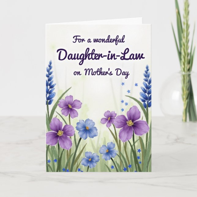 Lovely Blue Blooms For Mom Card (Front)