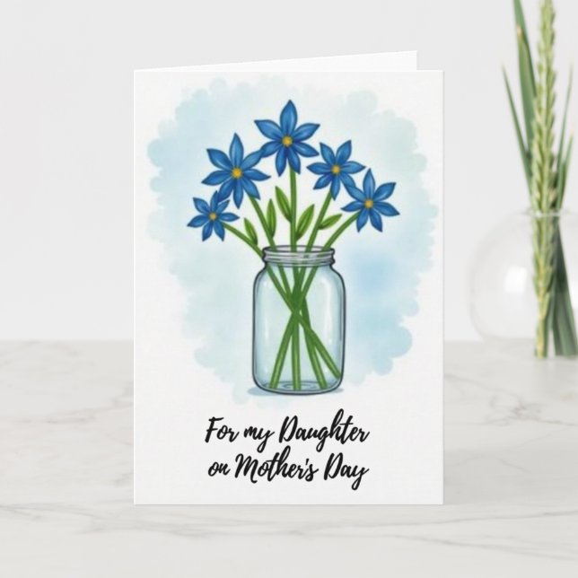 Lovely Blue Blossoms Mothers Card (Front)