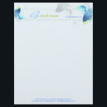 Lovely Blue Butterflies Business Letterhead<br><div class="desc">Whimsical,  colorful butterflies in shades of blue   light blue background illustrated on custom Business | Personal Letterheads. All the sample text can be fully personalized with your own wording. ((Contact ujean4791@gmail.com for custom work and/or matching items.))</div>