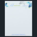 Lovely Blue Butterflies Business Letterhead<br><div class="desc">Whimsical,  colorful butterflies in shades of blue   light blue background illustrated on custom Business | Personal Letterheads. All the sample text can be fully personalized with your own wording. ((Contact ujean4791@gmail.com for custom work and/or matching items.))</div>