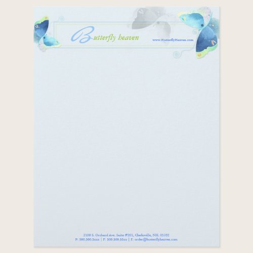 Lovely Blue Butterflies Business Letterhead