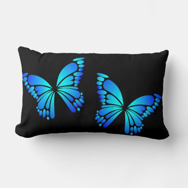 Lovely Blue Butterflies Lumbar Pillow